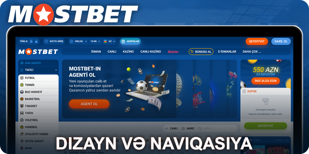 Mostbet-AZ Dizayn və Naviqasiya